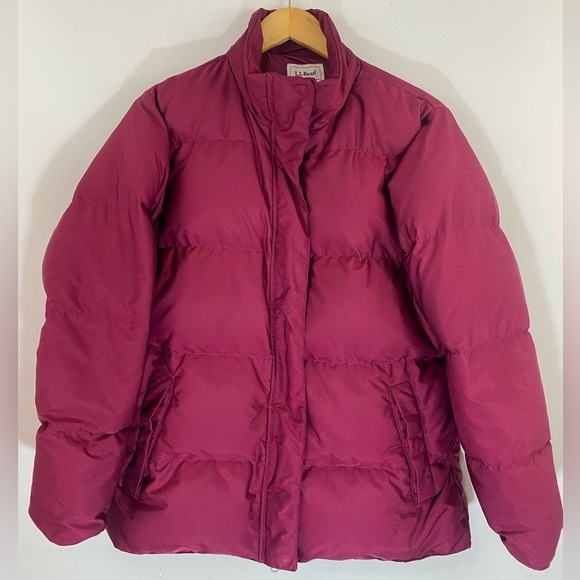 L.L. Bean Women's Goose Down Puffer Jacket Winter Coat Zip Red Size M Outerwear - Picture 1 of 13
